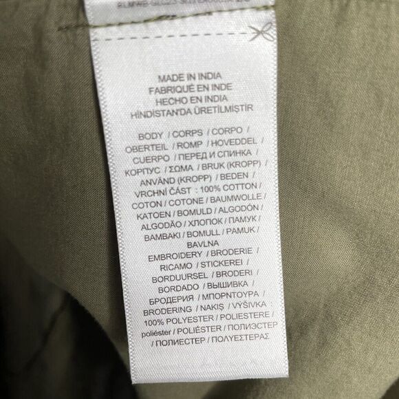 LAUREN Ralph Lauren Sulashka Dress Women 2 Olive Green Embroidered A-Line Cotton - Picture 12 of 14